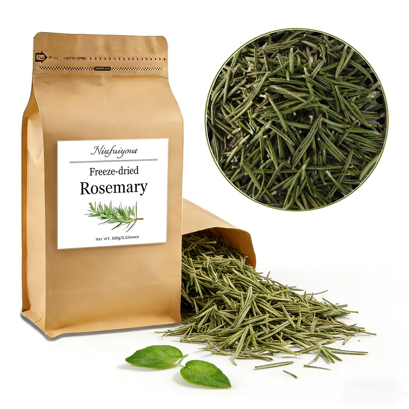 Freeze-Dried Rosemary Leaves, Vibrant and Lush, for Garnish Food/Spice Oil Making/Herbal Tea (Rosemary Leaves)