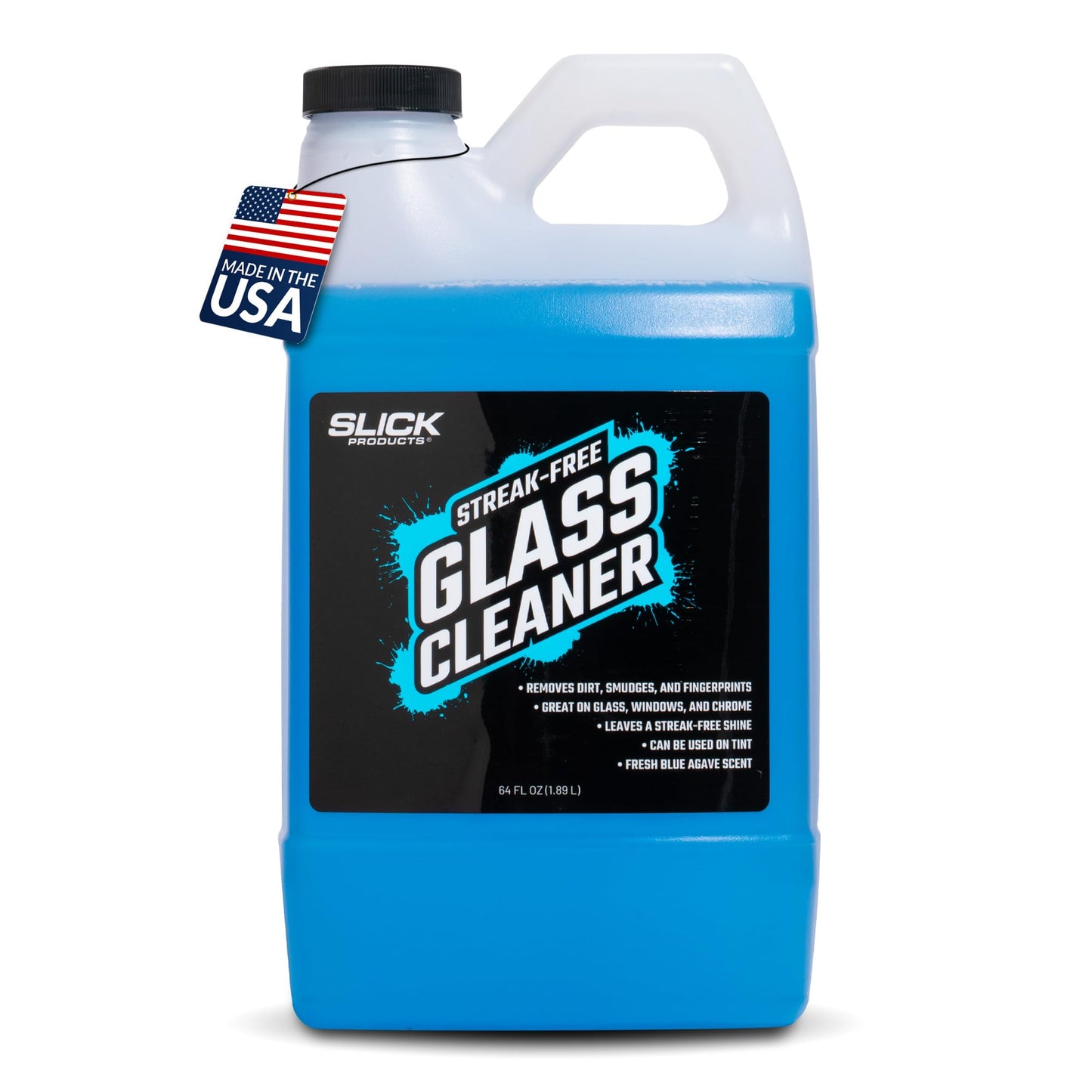 Slick Products Streak-Free Glass Cleaner - Ammonia-Free Window, Mirror, Chrome & Tint Cleaner - Removes Dirt, Smudges & Fingerprints - Ready-to-Use