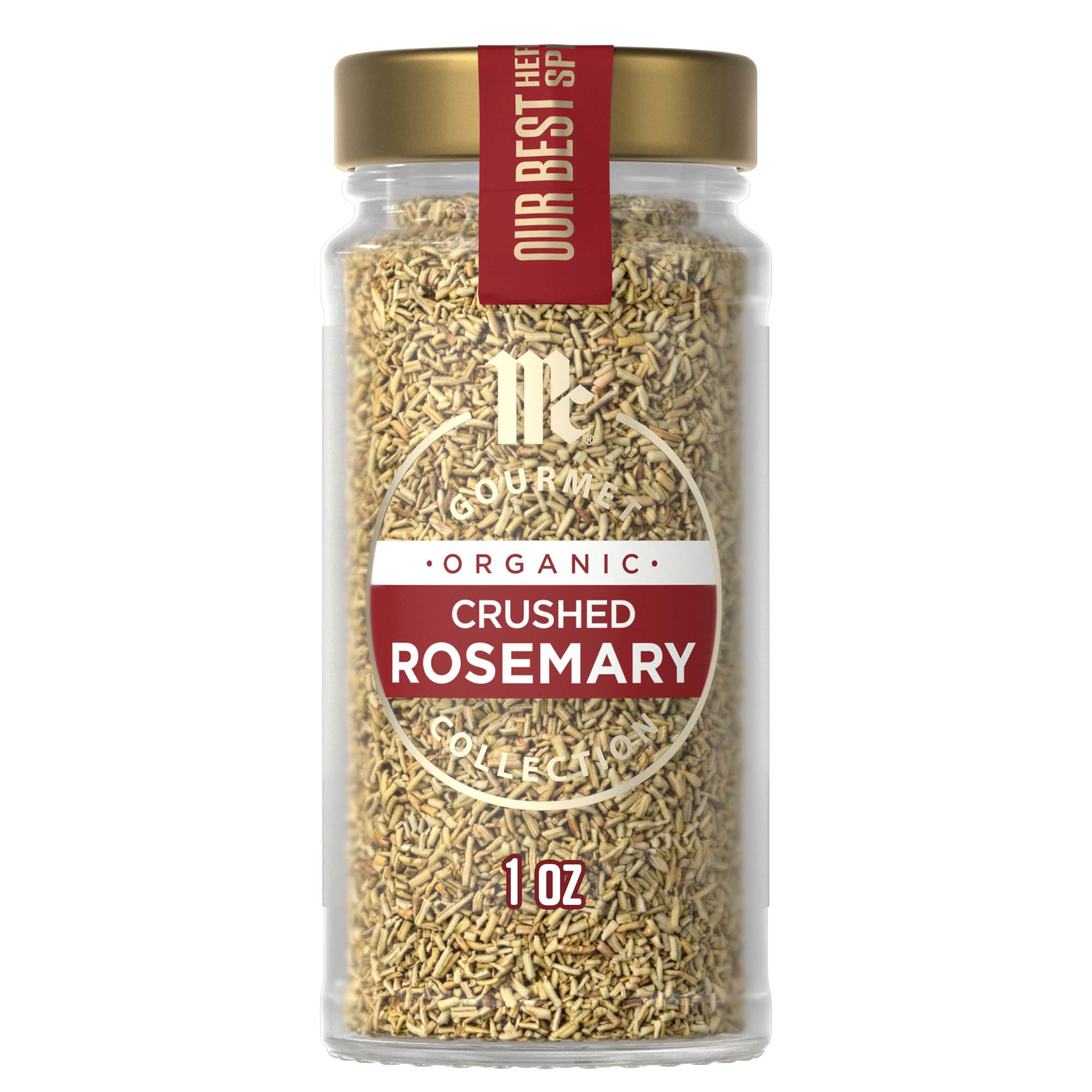 McCormick Gourmet Collection Rosemary, Crushed, Organic, Non GMO, Kosher, Our Best Herbs & Spices, Piney, Lemony, Elevate Roasted Vegetables, Grilled