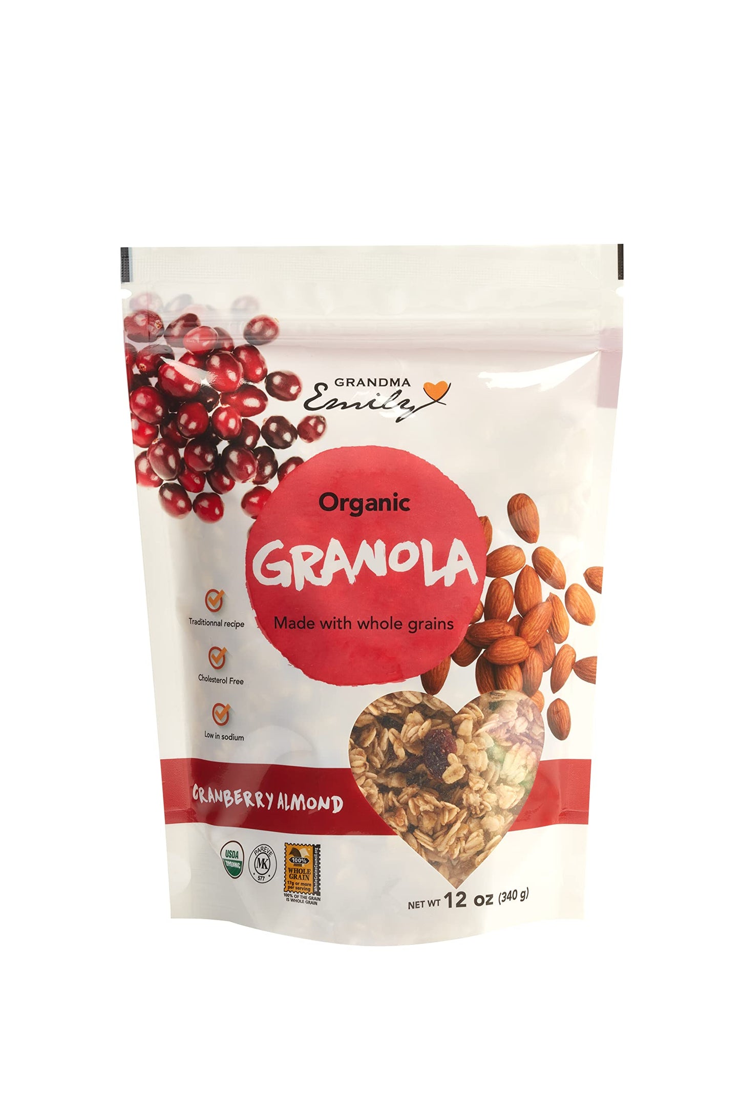 Grandma Emily Organic Cranberry Almond Granola Breakfast Cereal, 12 ounce