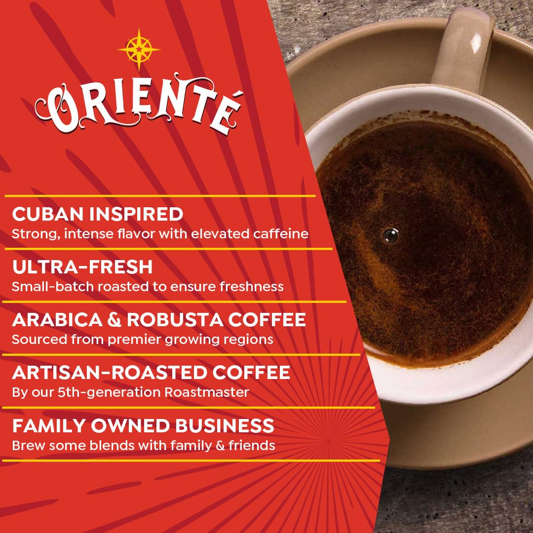 Oriente Dark Roast Coffee Pods, 50 ct, Cuban Inspired Coffee in Single Serve Pods - 100% Arabica Coffee, Compatible with Keurig K Cups Maker