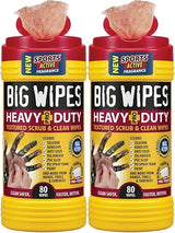 BIG WIPES Heavy Duty Industrial Hand Cleaning Wipes, Textured Scrubbing Degreaser Wipes for Mechanics and Tool Cleaner - 80 Count Canister (2 Pack)