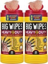 BIG WIPES Heavy Duty Industrial Hand Cleaning Wipes, Textured Scrubbing Degreaser Wipes for Mechanics and Tool Cleaner - 80 Count Canister (2 Pack)