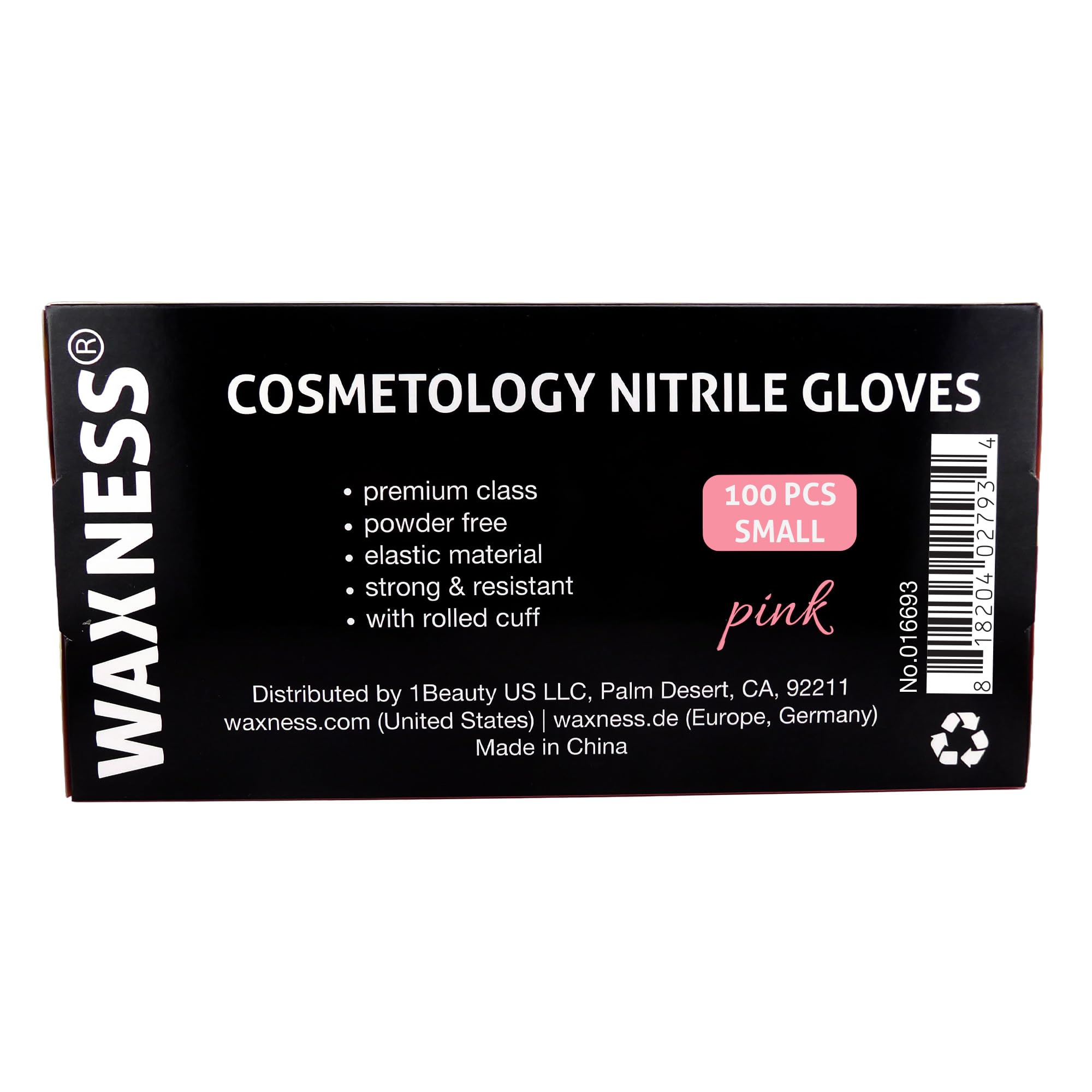Waxness Cosmetology Nitrile Gloves - Pink, Small Size, 100 pcs - Powder Free, Latex-Free Disposable Gloves for Waxing and Beauty Use