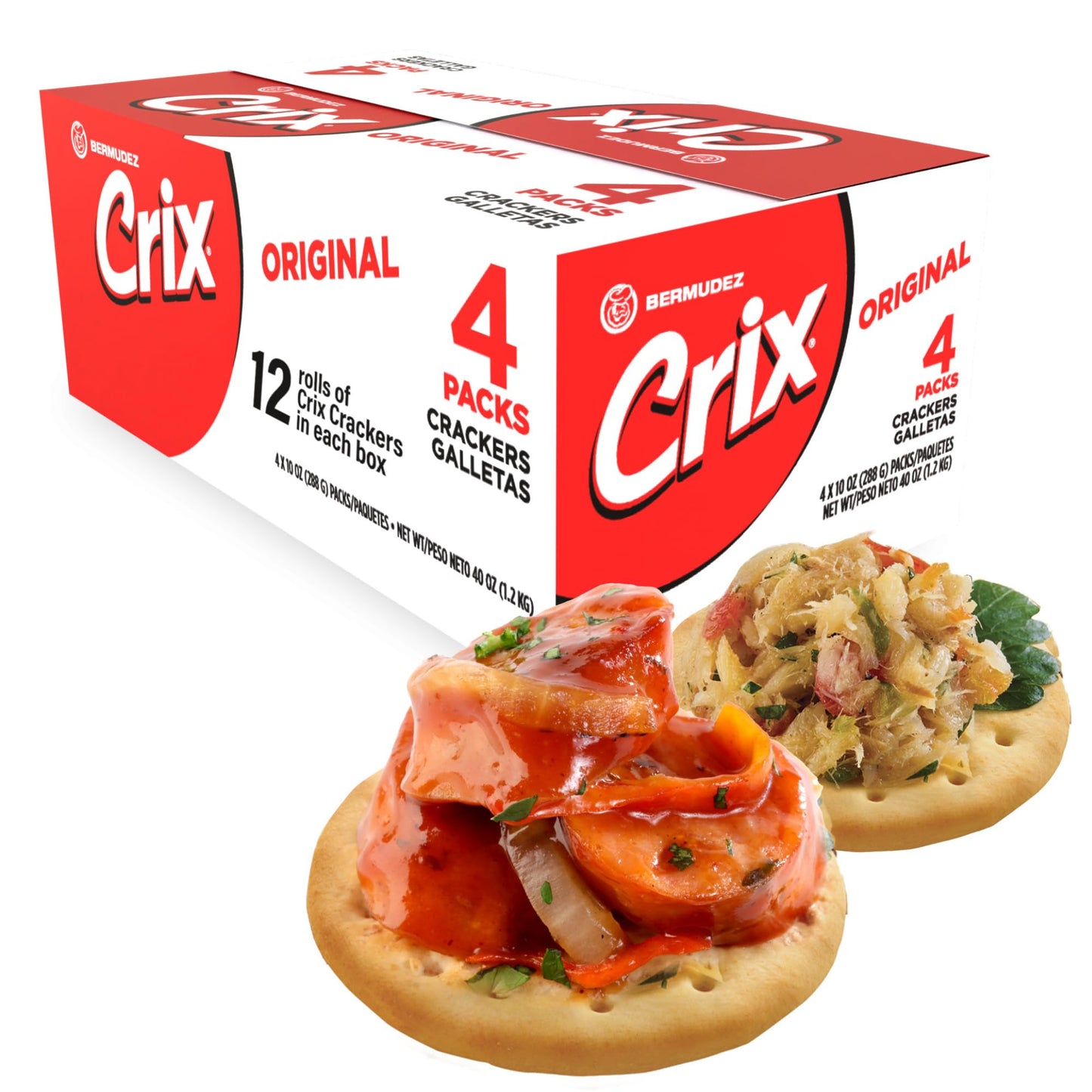 Crix Original Crackers - 12 Individually Wrapped Rolls (4 x 3 Packs) | Crispy Caribbean-Style Crackers