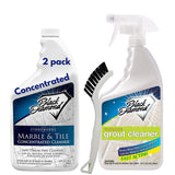 Black Diamond Stoneworks Ultimate Grout Cleaner with Brush + Marble & Tile Cleaner (2-Pack) - Safe for Natural Stone, Acid Free Deep Cleans Grout