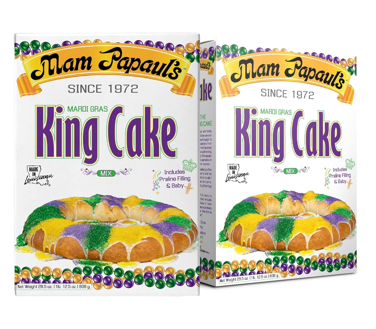 Mam Papaul's Mardi Gras King Cake Mix Kit 28.5 oz - 2 Pack