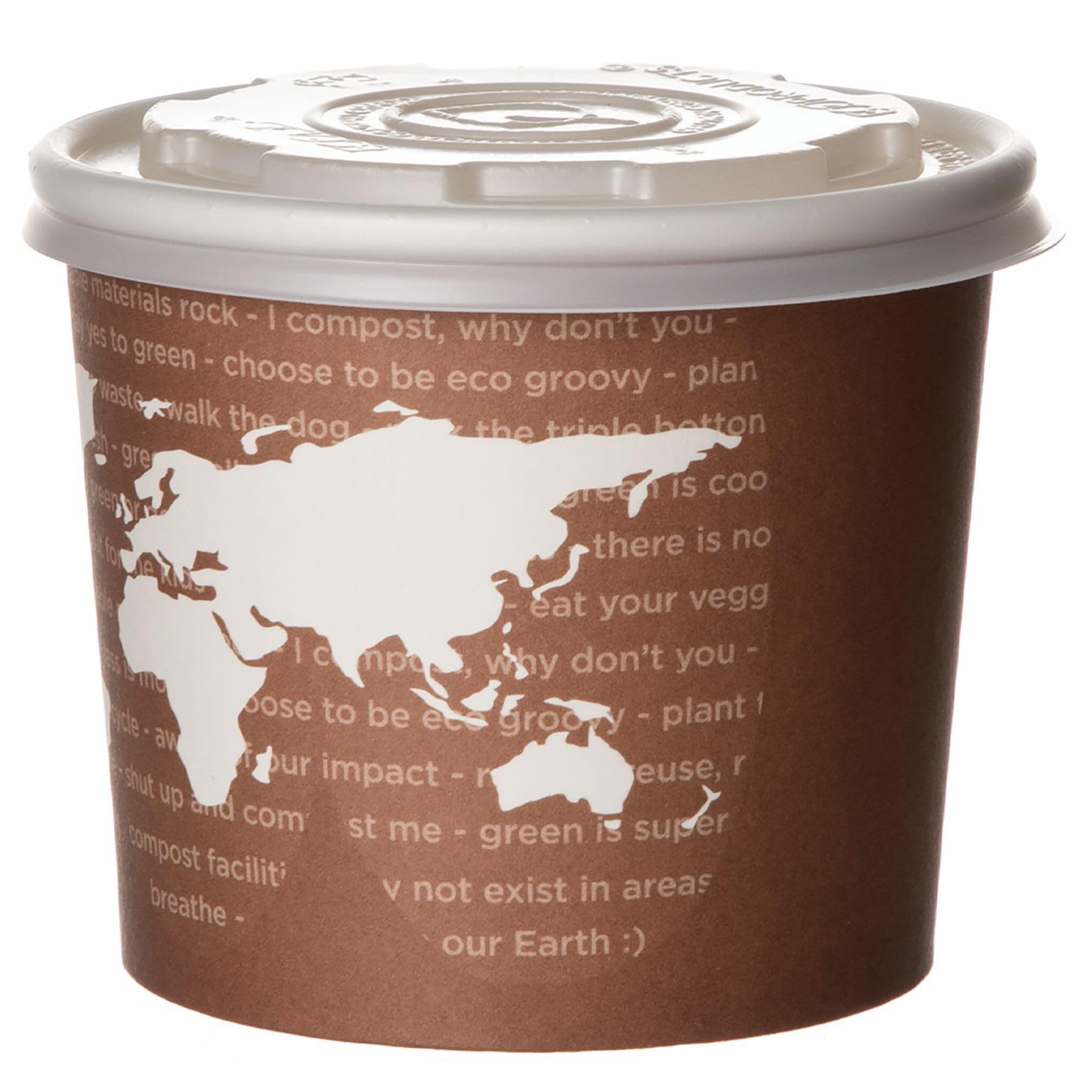 ECO PRODUCTS Compostable 10oz Lined Paper Food Bowls, Case of 1000, Renewable Disposable Round Containers, Plant-Based PLA Lined, World Art, Lids