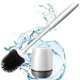 Silicone Toilet Brush with Holder, Standing Silicone Toilet Brush Set with Quick Drying Holder Set for Bathroom, Toilet Brush Holder for Deep Cleaning