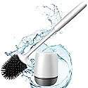 Silicone Toilet Brush with Holder, Standing Silicone Toilet Brush Set with Quick Drying Holder Set for Bathroom, Toilet Brush Holder for Deep Cleaning