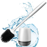 Silicone Toilet Brush with Holder, Standing Silicone Toilet Brush Set with Quick Drying Holder Set for Bathroom, Toilet Brush Holder for Deep Cleaning