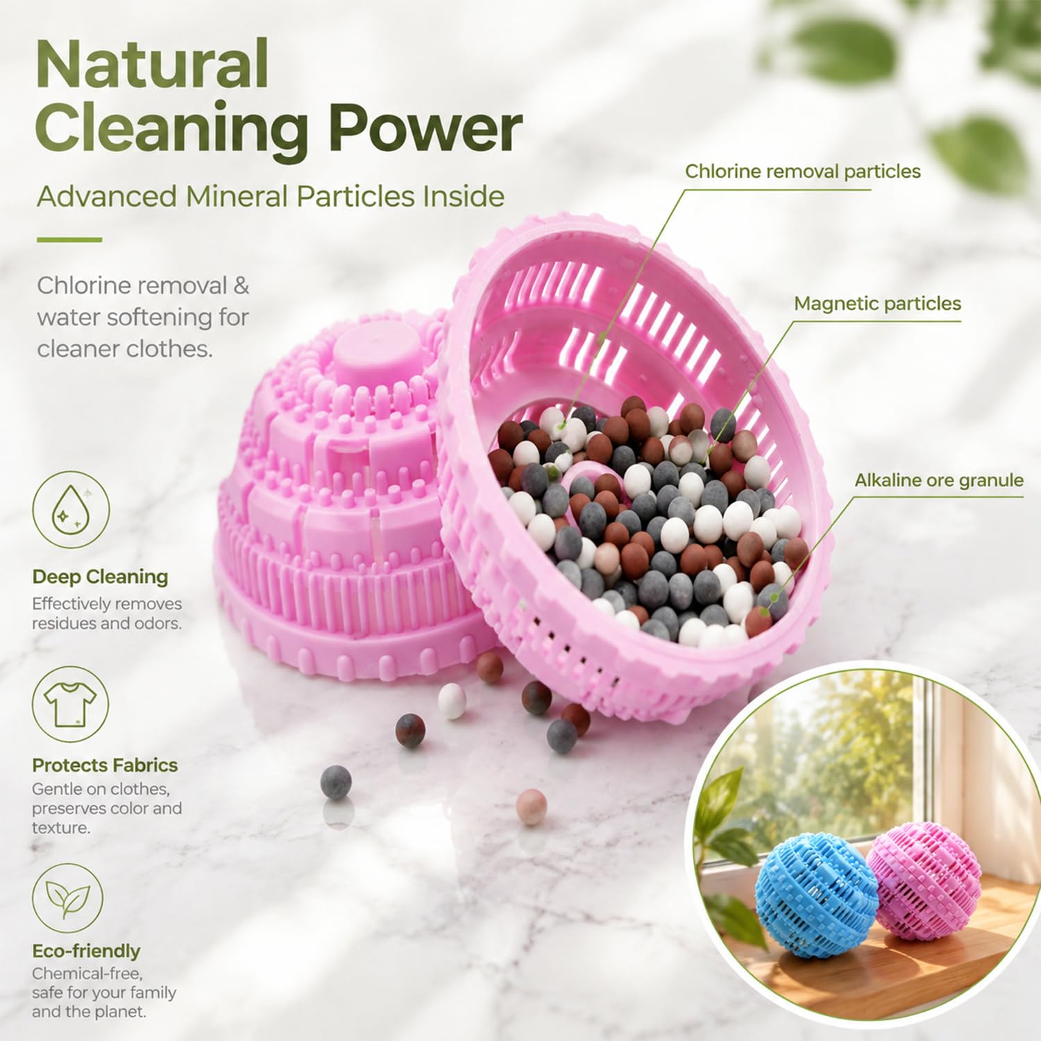 Laundry Balls Set, Eco-Friendly Super Washing Machine Laundry Ball, All Natural Washer Ball Laundry Detergent Alternative, Household Can Be Reused