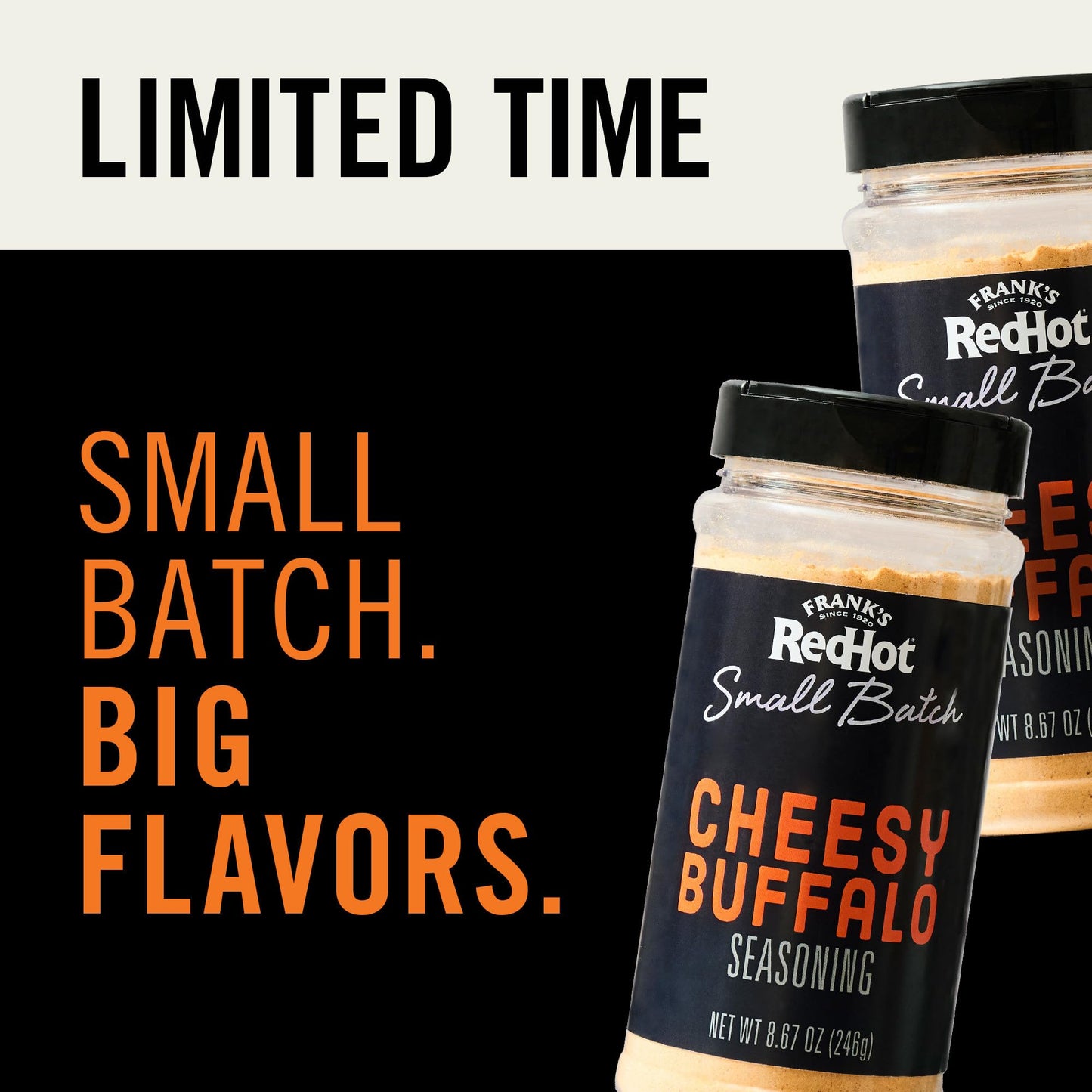 Frank’s RedHot Seasoning, Cheesy Buffalo, Small Batch, Made for Chefs, Cheesy Buffalo-Style Flavor for Wings, Mac ‘n Cheese, Burgers, and More, 8.67