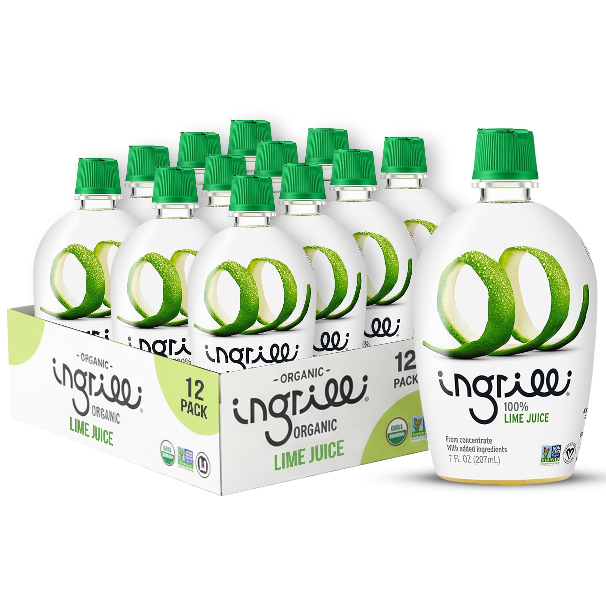 Ingrilli 100% Lime Juice from Concentrate, 4 Fl Oz Squeeze Bottles (Pack of 12)