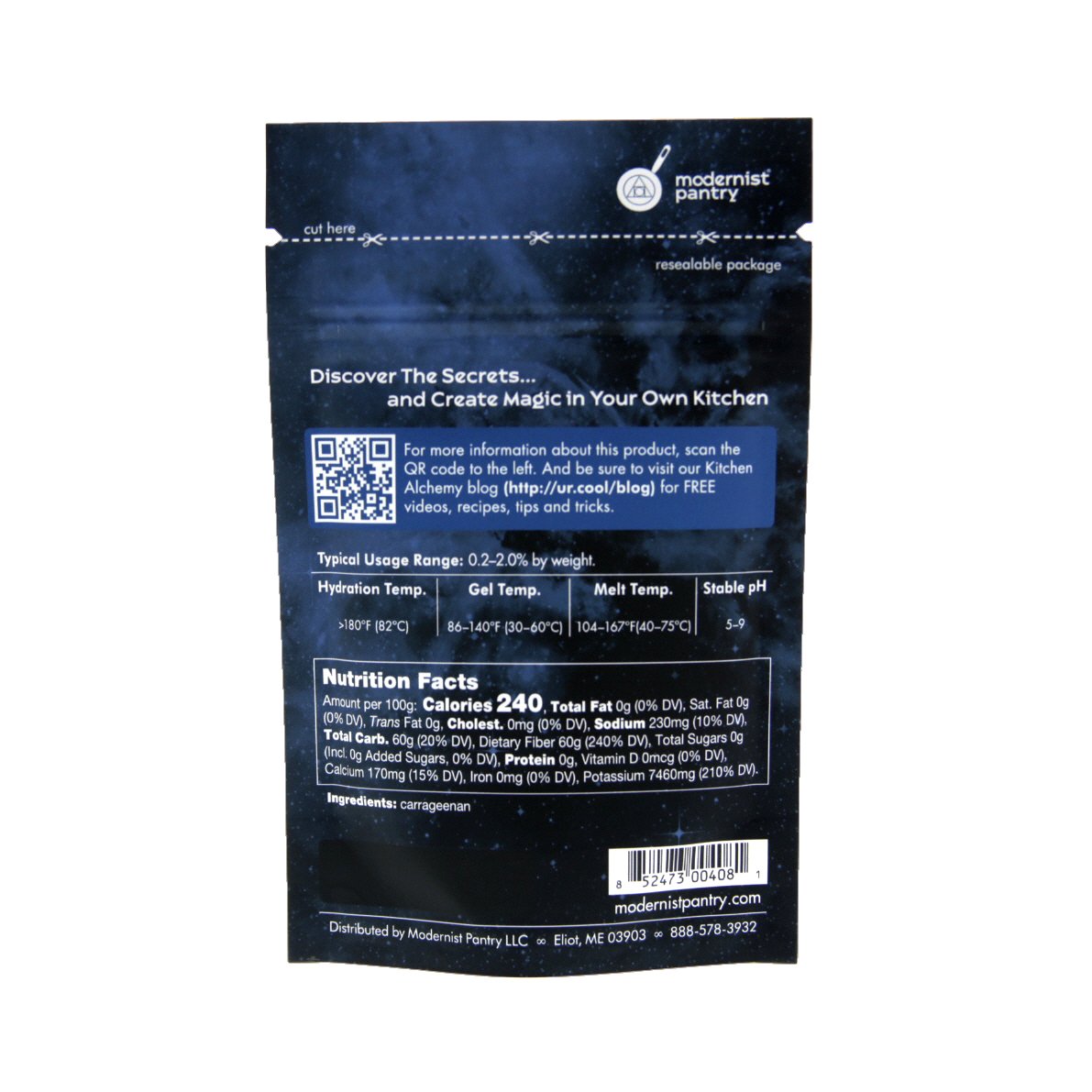 Pure Refined Kappa Carrageenan ? Non-GMO Vegan OU Kosher Certified - 50g/2oz (The original recommended for Vegan Cheese)