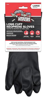 Grease Monkey Neoprene Long Cuff Gloves, Large, For washing dishes, cleaning cars, handling chemicals, or for extra grip,Black