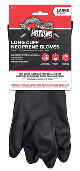Grease Monkey Neoprene Long Cuff Gloves, Large, For washing dishes, cleaning cars, handling chemicals, or for extra grip,Black