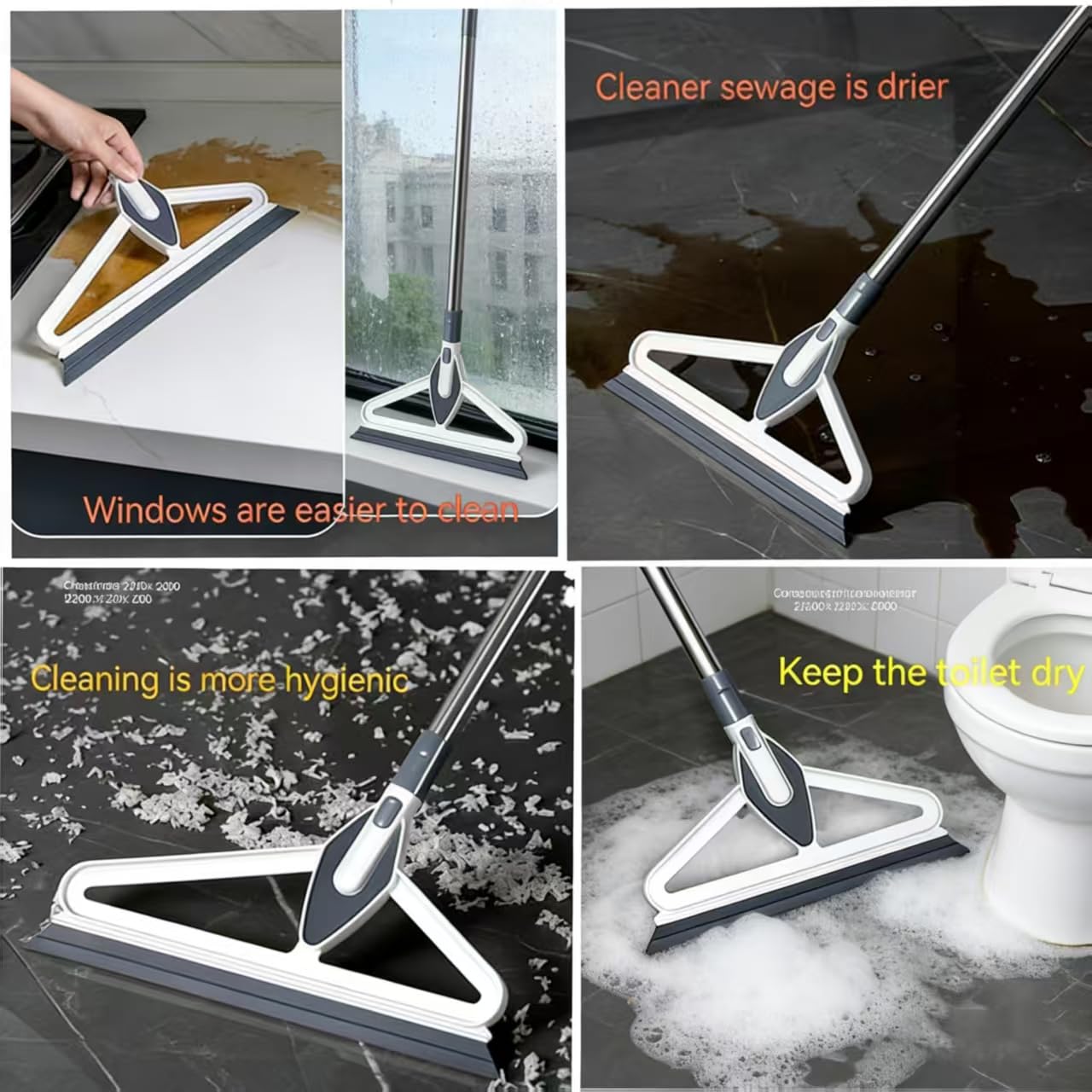 Hands-Free Self Wringing Flat Mop - Microfiber Floor Cleaning Tool with Washable Pads, Scrub Brush, Squeegee (1 Mop+6 Pads+1 Brush+1 Glass Wiper)