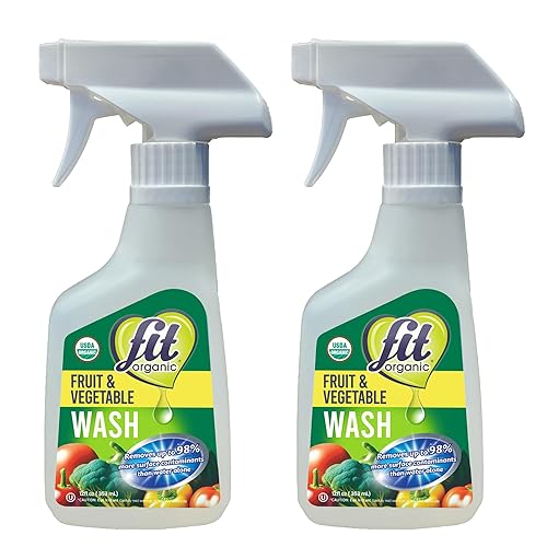 FIT Organic Fruit and Vegetable Wash Spray - USDA Certified Organic & Kosher Produce Cleaner - Removes Surface Contaminants-Family & Pet Safe, Natural