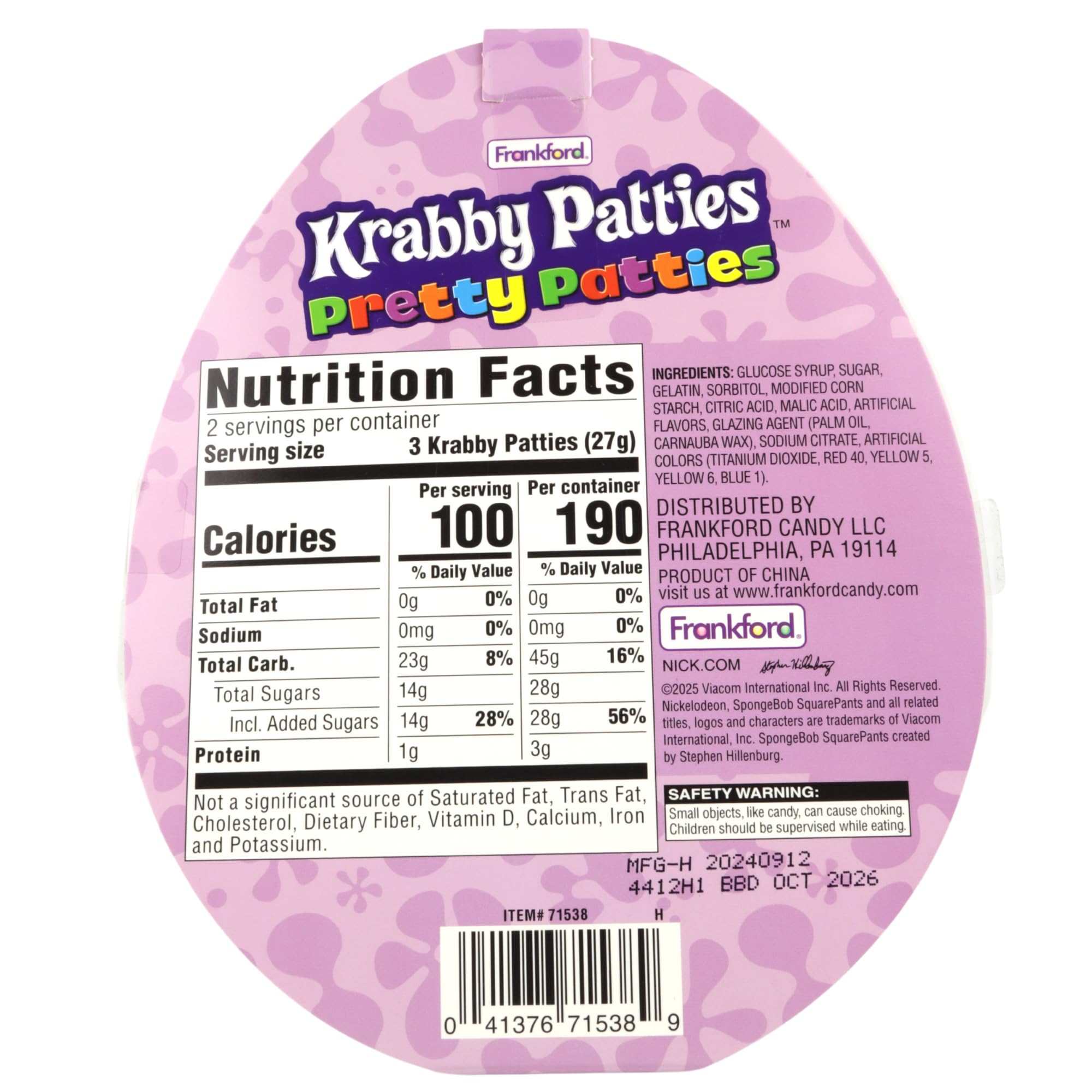 SpongeBob Krabby Patty Gummies, Assorted Rainbow Pretty Patties, Easter Candy Basket Suffer Gift, 1.9 Ounces