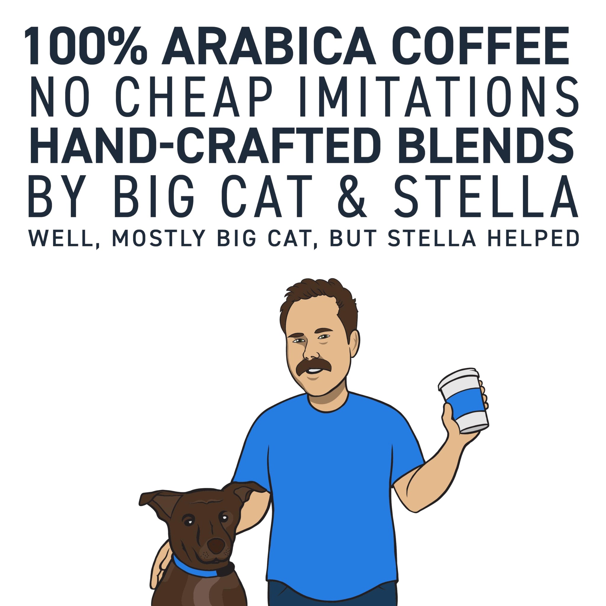 Stella Blue Whole Bean Coffee, Big Cat Blend, Medium Roast Caramel Hazelnut, Fruity Notes 100% Arabica Beans, Ethically Sourced from Central and South