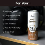 Slate Milk - High Protein Nutrition Shake - Milk Chocolate - 32g Protein, 1g Sugar, 150 Calories, 2g Net Carbs - Lactose Free - No Added Sugar