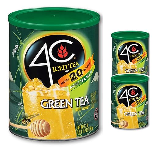 4C Green Tea Antioxidant Iced Tea Mix | Family Sized Cannister | Thirst Quenching Flavor | 20 quarts (Green Tea, 2 pack)