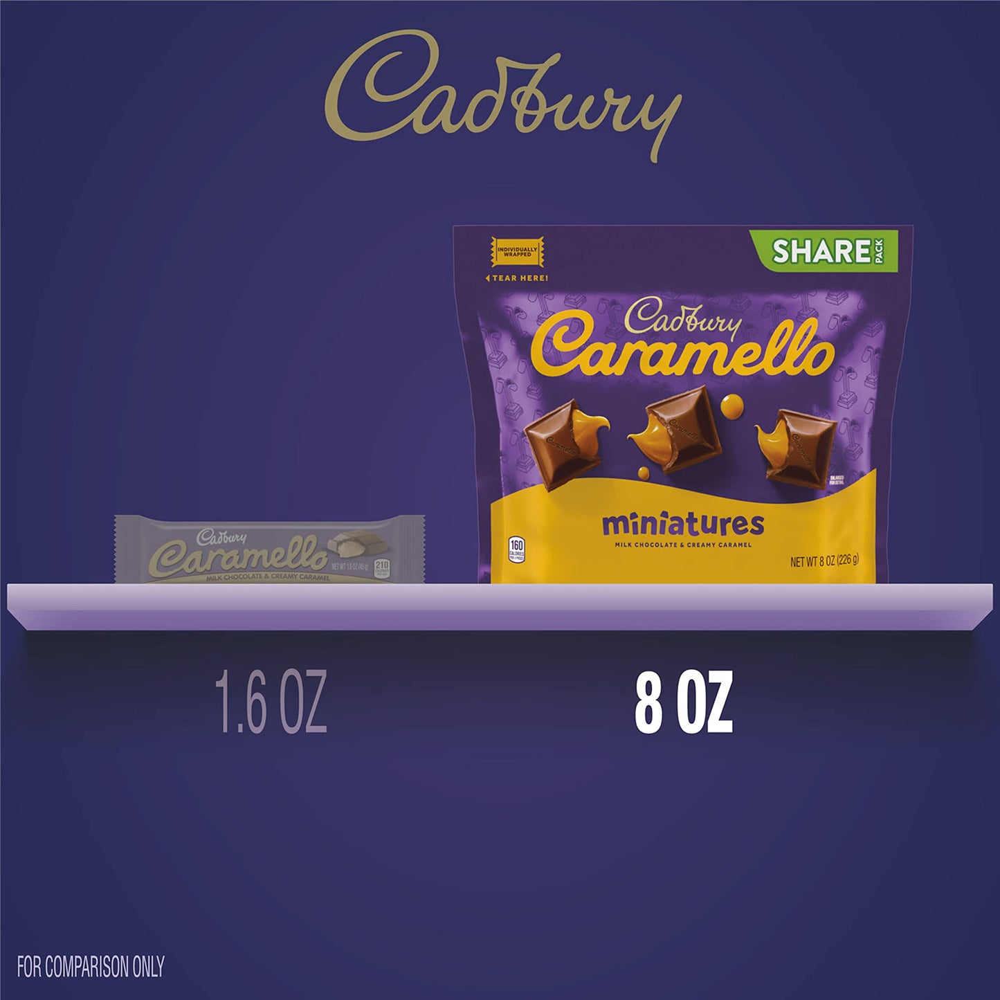 CADBURY CARAMELLO Miniatures Milk Chocolate Caramel Candy Share Pack, 8 oz