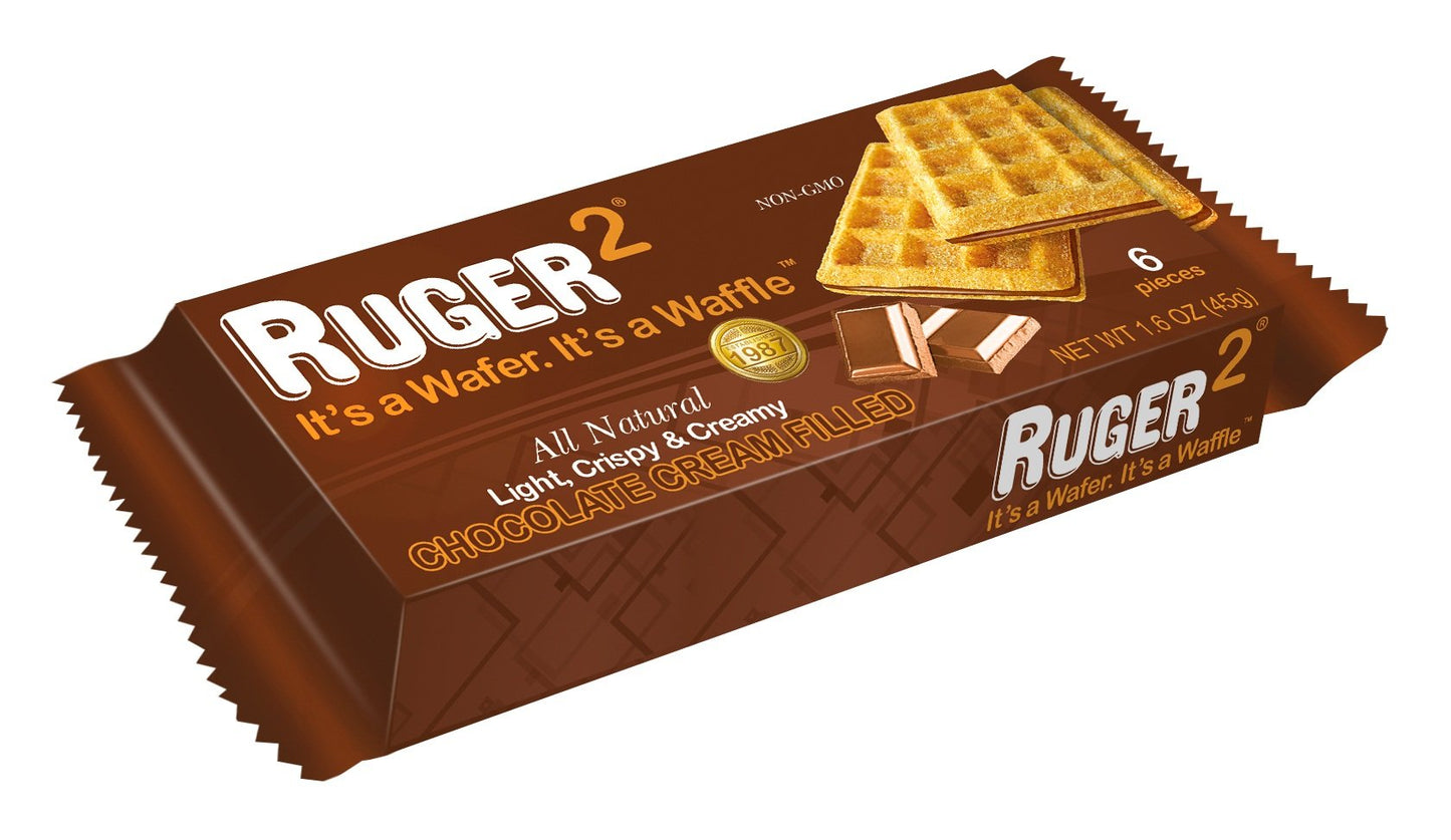 RUGER2 Chocolate Waffle Wafers, All Natural, 6 pieces, 1.6 oz