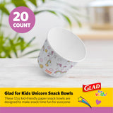 Glad for Kids Unicorns Paper Snack Bowls, Disposable Paper Bowls for Kids Snacks and Parties, Sturdy Microwave Safe Bowls for Everyday Use and Easy