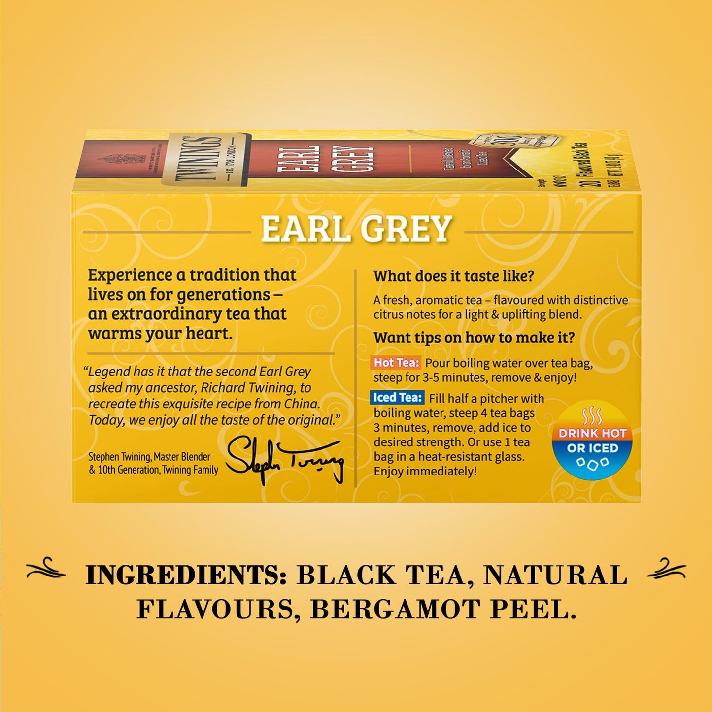 Twinings Earl Grey Tea 2-Pack - A Bright and Zesty Black Tea Infused with Citrus Bergamot Flavours, Caffeinated Tea Bags, Individually Wrapped, 20