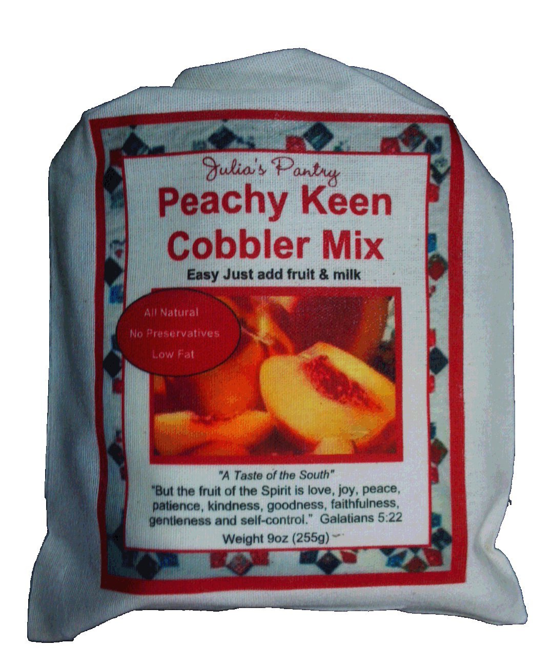 Peach Cobbler Mix, 9oz Cloth Gift Bag