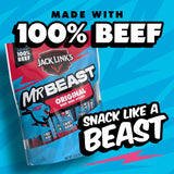 Jack Link's x MrBeast Original Mini Beef Jerky Sticks - Individually Wrapped Protein Snacks - 6g Protein per Serving - Made with 100% Real Beef - (12