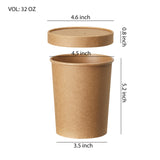 DealbyBox Disposable Kraft Paper Soup Cups with Lids, Paper Food Containers, Ice Cream Cups, To Go Bowls for Hot and Cold Food Combo Pack (250 Sets)