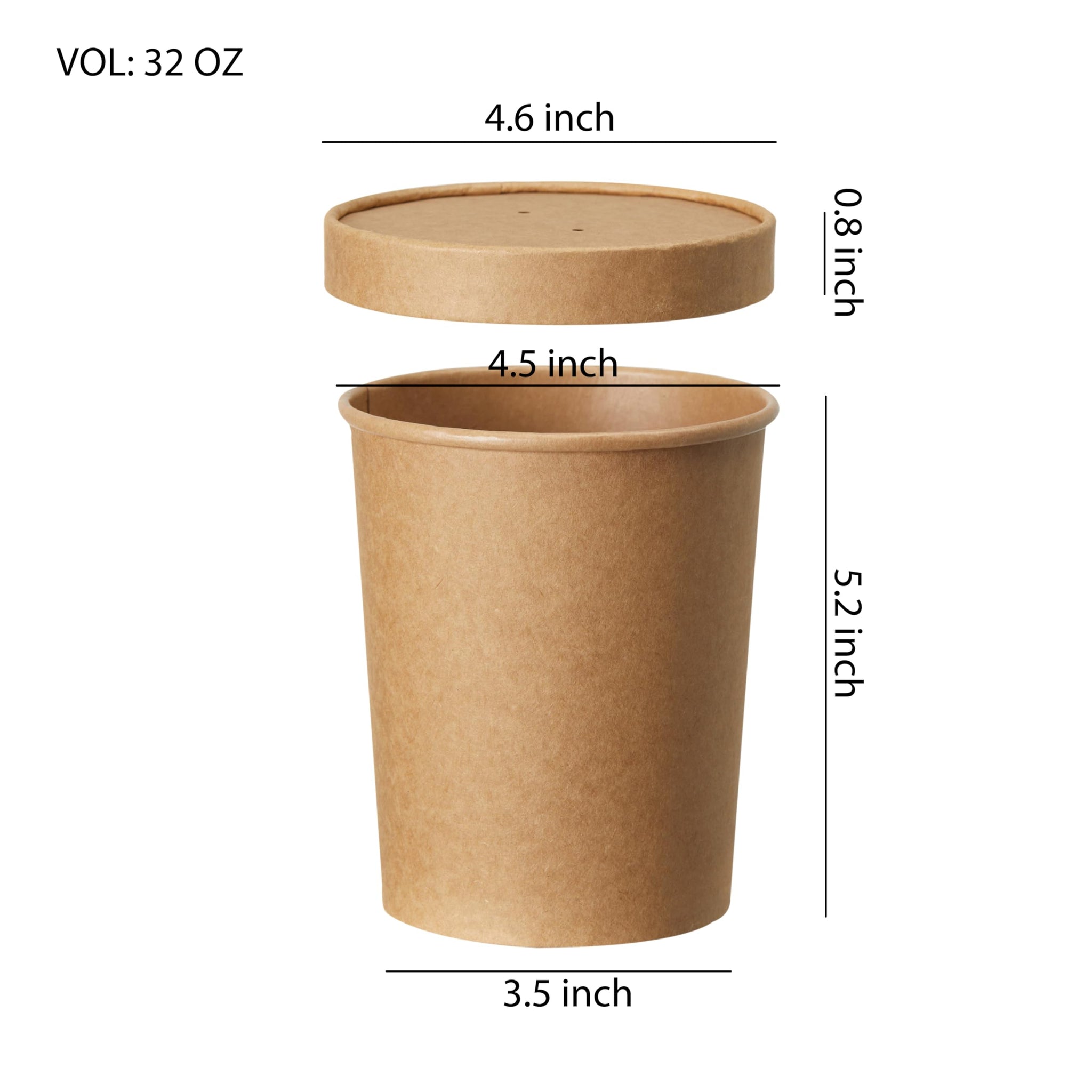 DealbyBox Disposable Kraft Paper Soup Cups with Lids, Paper Food Containers, Ice Cream Cups, To Go Bowls for Hot and Cold Food Combo Pack (250 Sets)