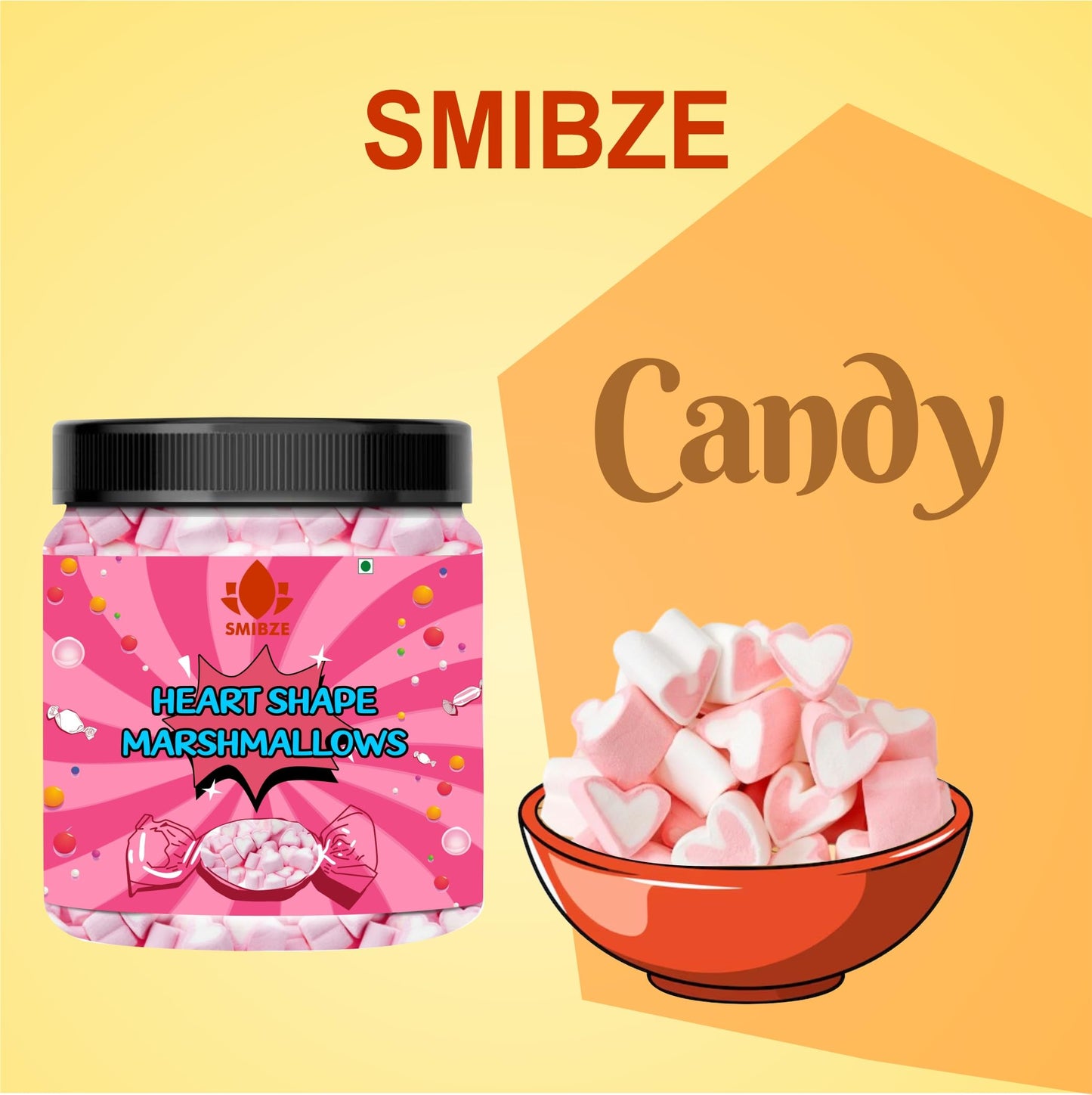 SMIBZE Natural Heart Shape Marshmallows 250 GM (Pack of 1) SMIBZE