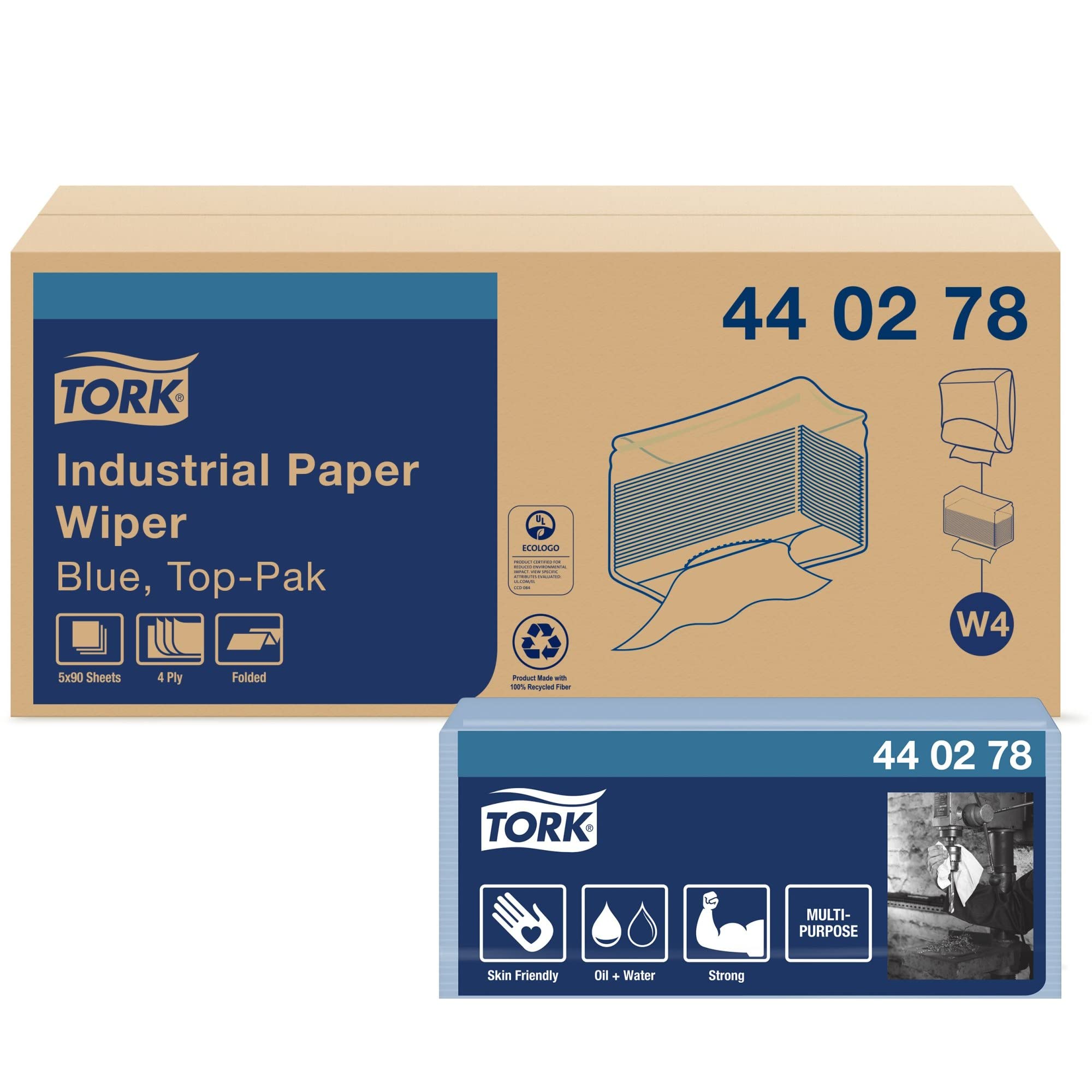 Tork Heavy Duty Paper Wiper W4, Glass Cleaning, 5 x 90 Sheets, 440278