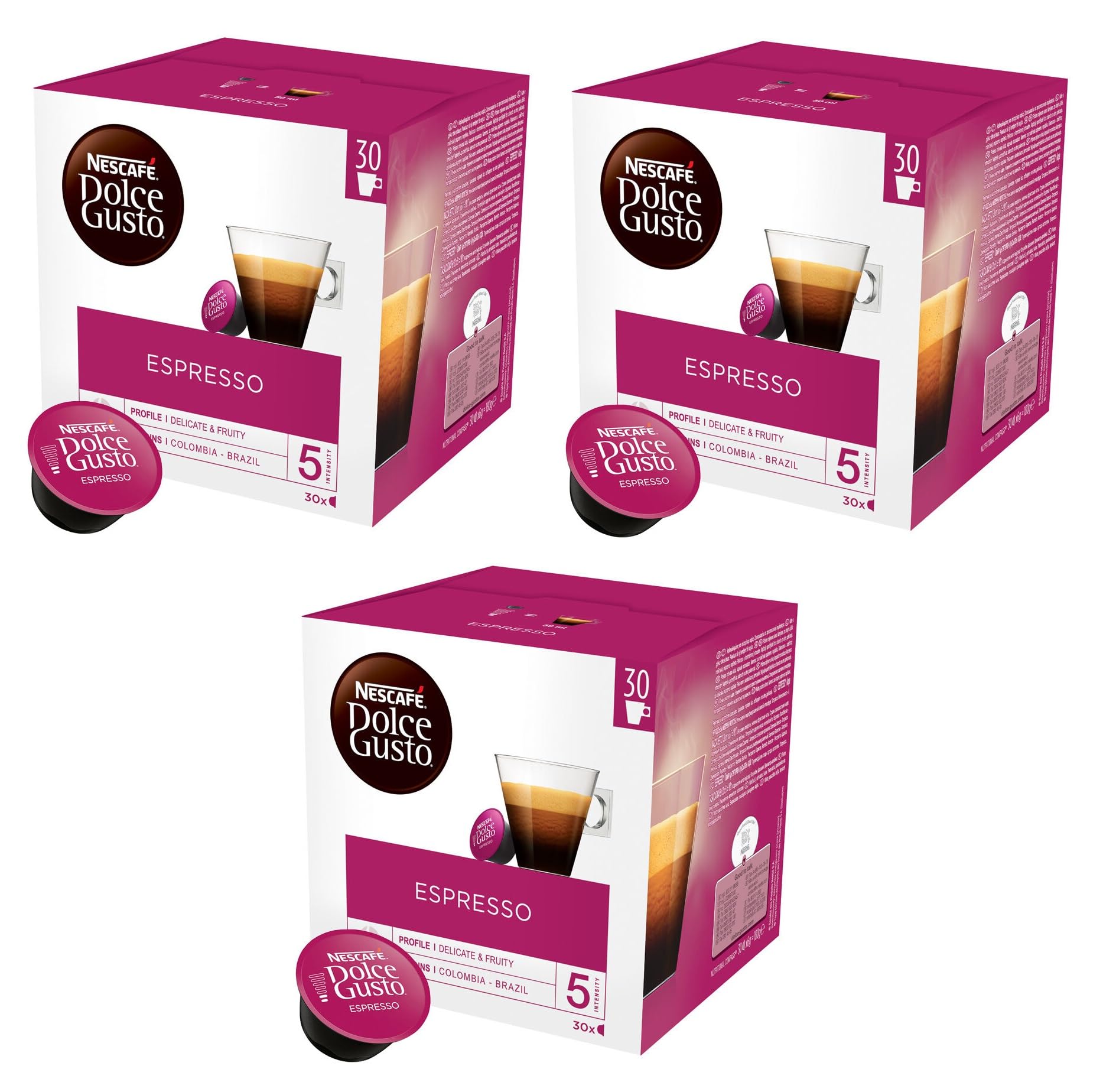 NESCAFÉ Dolce Gusto Espresso Coffee Pods, 30 Capsules (Pack of 3, Total 90 Capsules, 90 Servings)