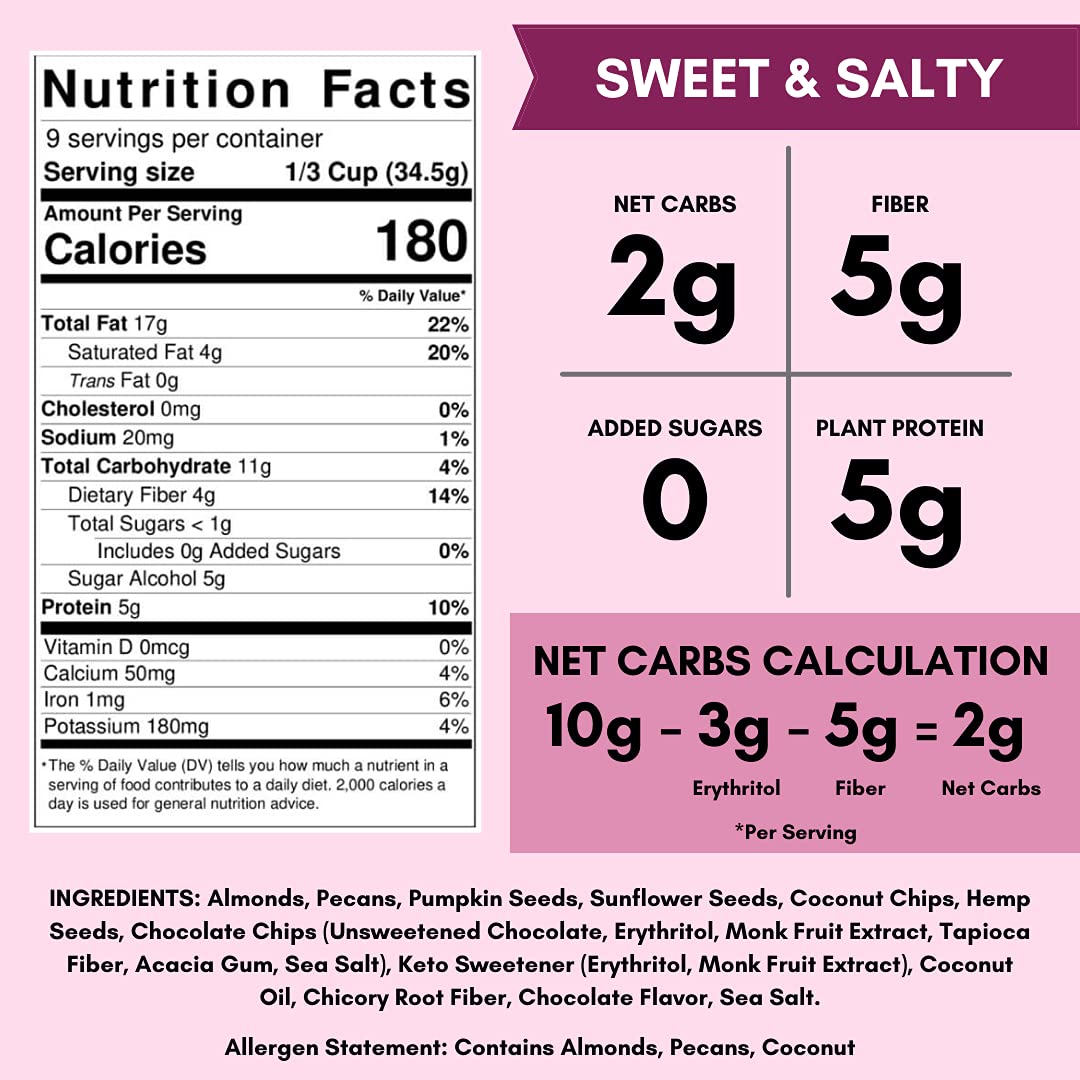 Amrita Keto Granola Cereal Variety Pack, 3 Flavors (33oz) | 2g Net Low Carb Granola, No Added Sugar | Grain Free, Peanut Free, Soy Free, Gluten Free