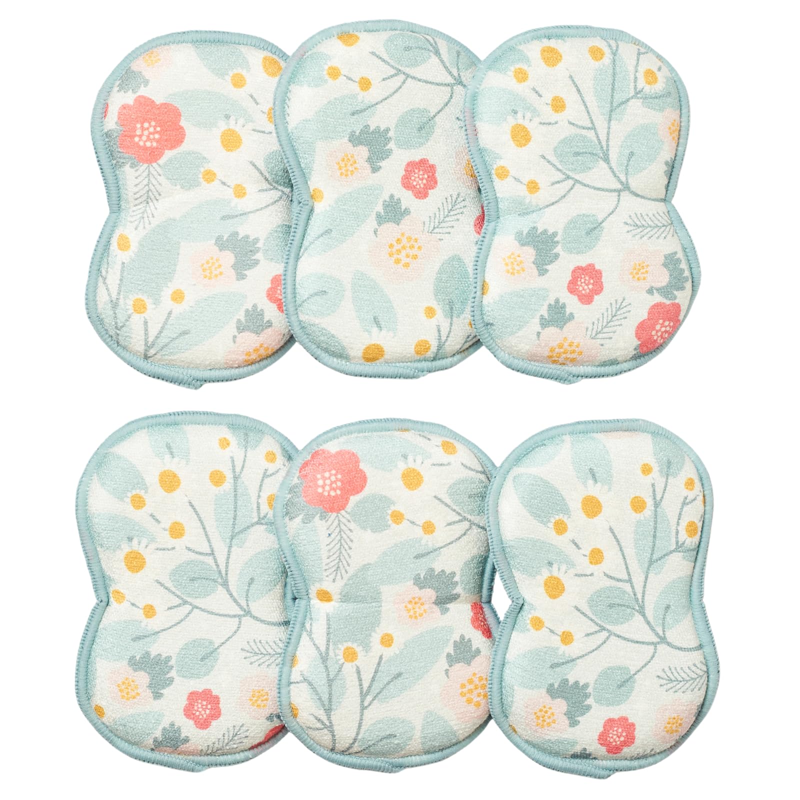 Bright Habits Sponge Set in Blossom Blue, 6 Pack Super Absorbent Washable Reusable Cleaning Sponges Made from Recycled Materials, Durable Eco Friendly