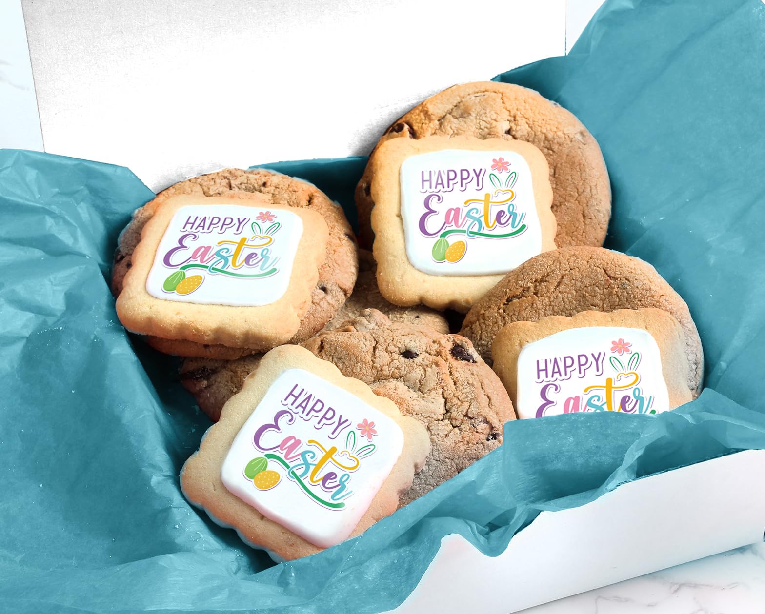 Happy Easter Cookie Gift Basket Chocolate Chip Cookies For Men Women Kids | INDIVIDUALLY WRAPPED | Large Cookies Fresh Bakery Treats Assortment