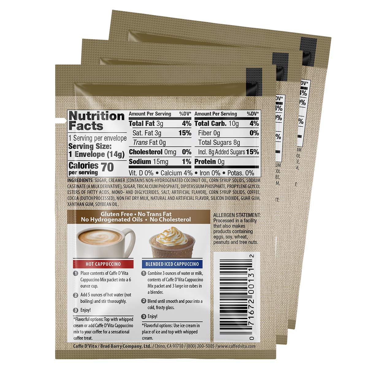 Caffe D'Vita French Vanilla Cappuccino Mix - Instant Cappuccino Mix, French Vanilla Instant Coffee, Gluten Free, No Cholesterol & Hydrogenated Oils