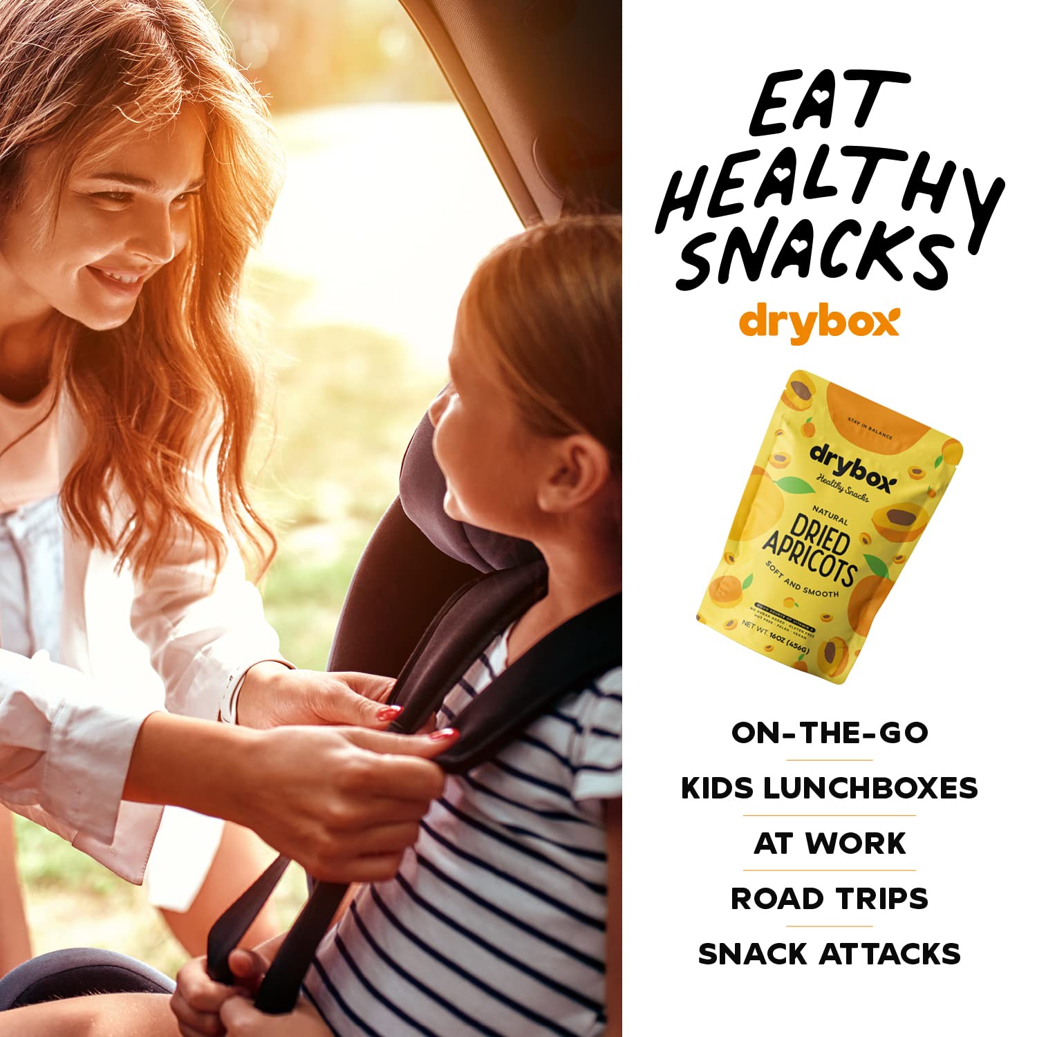 Drybox Dried Turkish Apricots No Sugar Added, Unsweetened Non-GMO | Dry Apricot Snacks | All Natural Mediterranean Dried Fruit Resealable 1 lb per