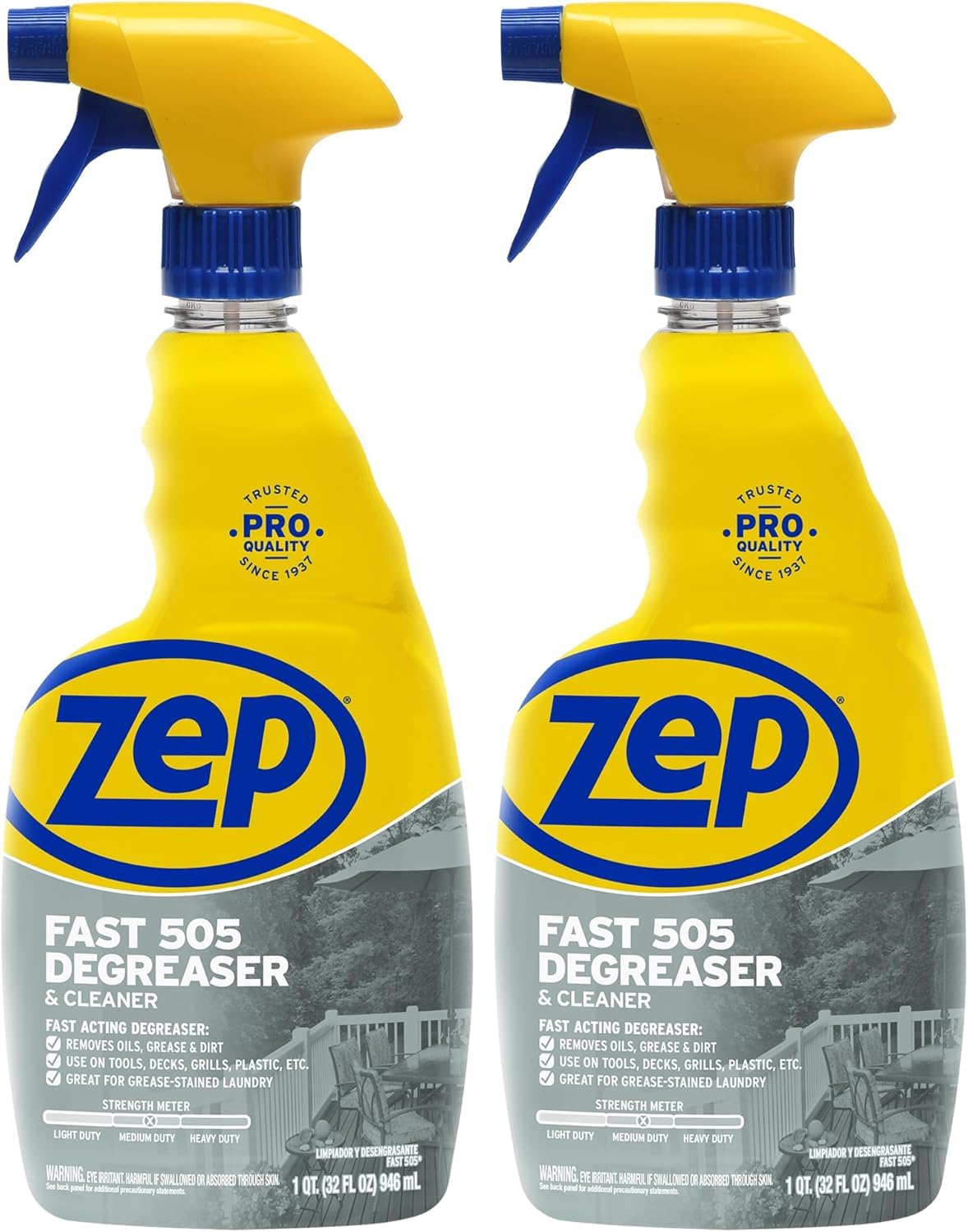 Zep Fast 505 Cleaner and Degreaser - 32 oz (Case of 2) ECZU505322 - Fast Acting, Removes Oil, Grease, and Dirt from Tools, Decks, Grills, Plastic