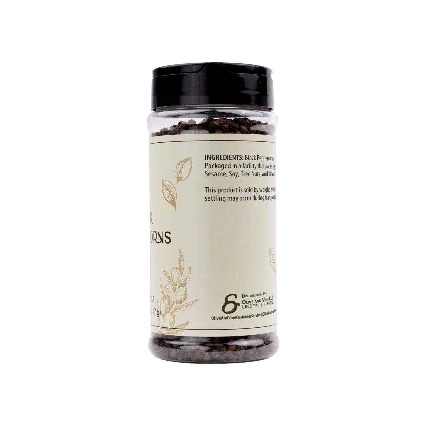 Olive & Vine Whole Black Peppercorn, Bold & Spicy Flavor, Seasoning for Steaks, Soups, Salads, Rich Tradition, Authentic Taste, For Global Recipes