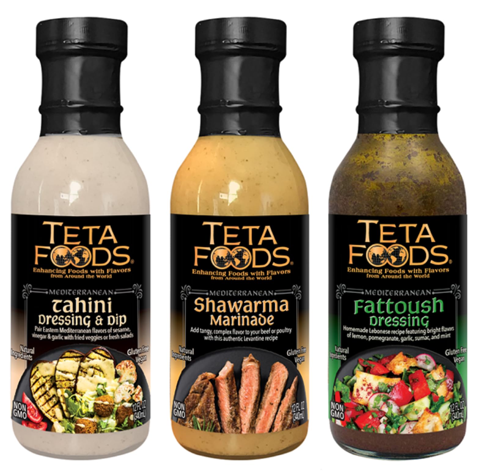 Teta Foods Assorted Selection of Middle Eastern Dressings and Marinades (Tahini Shawarma Fattoush)