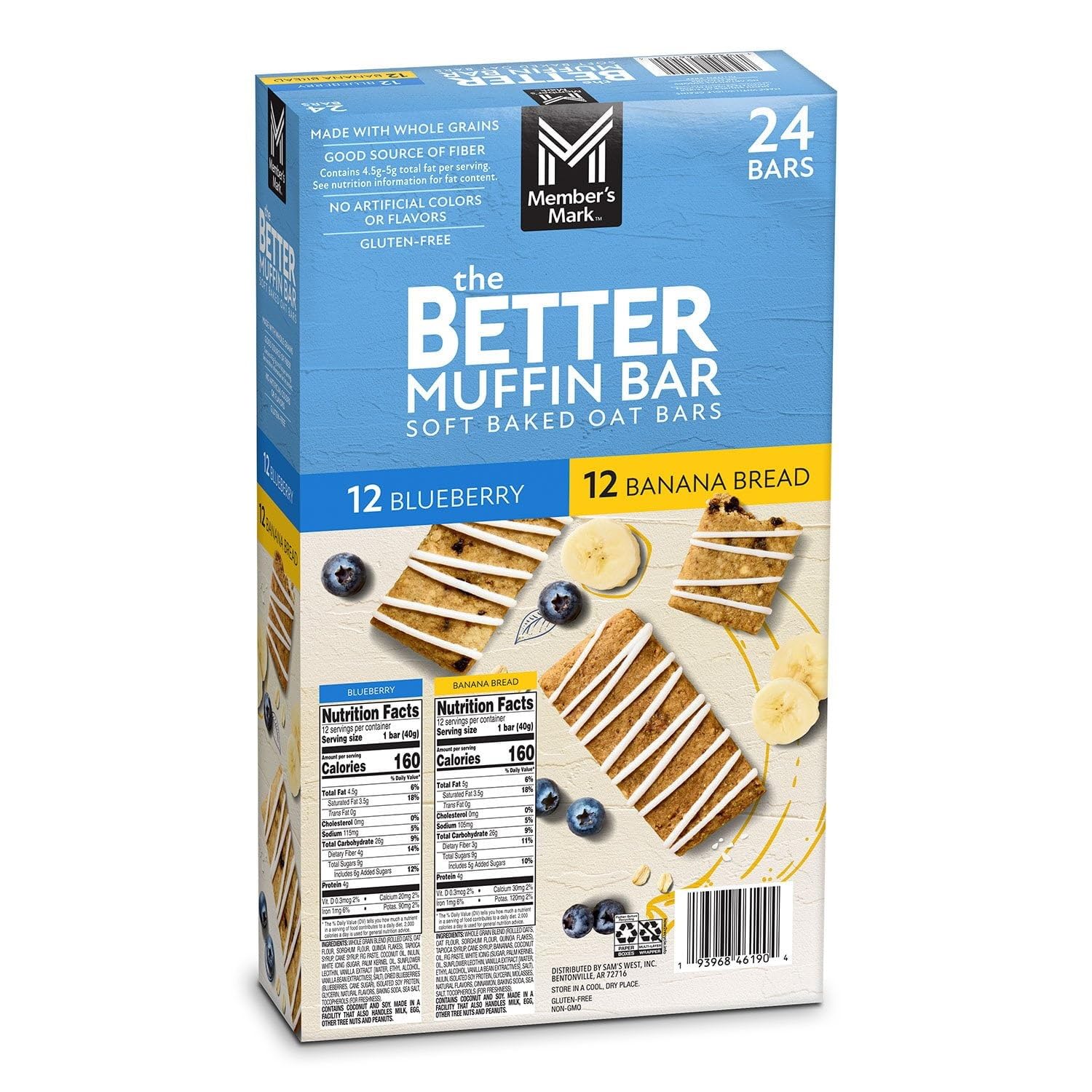 Member's Mark Better Muffin Bar Variety Pack, 1.4 Ounce (Pack of 24)