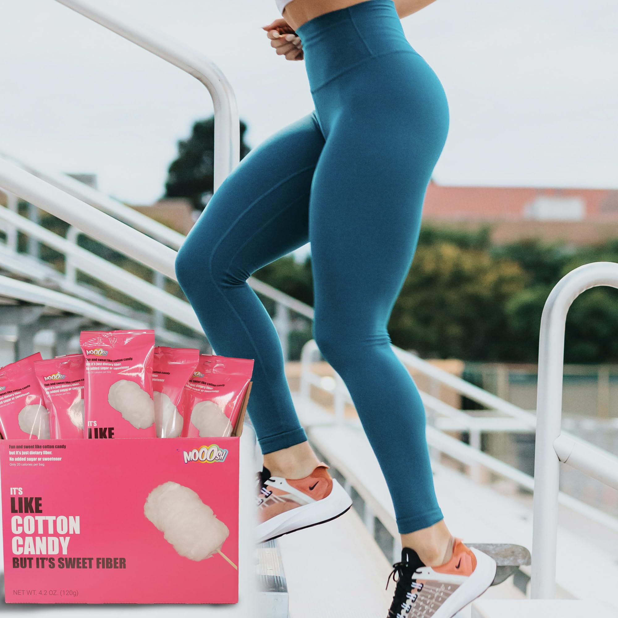 Mooosh Gluten free Cotton Candy Snack Ideal for Low Carb, Keto, Low Cal and High Fiber Diets Delicious Plant Based Vegan 20 Calorie Treat for Adults