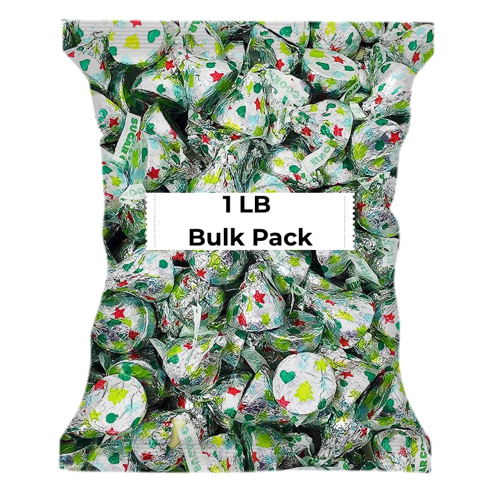 Candykrave Hershey'ss Sugar Cookie kisses Milk Chocolate candy - (1LB 90 pcs) - Bulk chocolate Silver Foil Candy variety pack - Delicious Treats