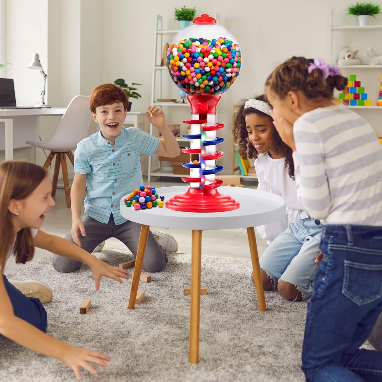Playo Big Light and Sound Spiral Gumball Bank - 21" - Gumballs Included - Kids Twirling Style Candy Dispenser - Birthday Parties, Novelties, Party